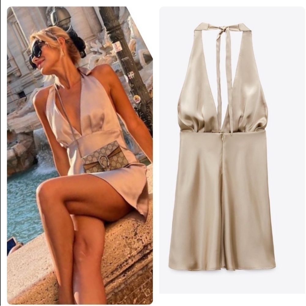 Zara NWT satin effect mini dress - Picture 6 of 11